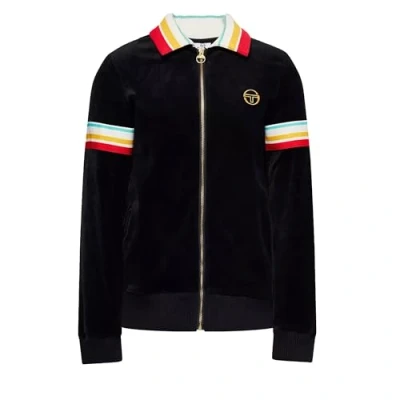Image of Sergio Tacchini Slice Velour Track Top jacket Black men&#039;s Tracksuit in