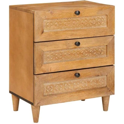 Image of vidaXL Bedside Table Light brown 50 x 33 60 cm Solid mango wood