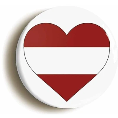 Image of Ozorath LATVIA LATVIAN FLAG HEART BUTTON BADGE (2inch / 50mm diameter)