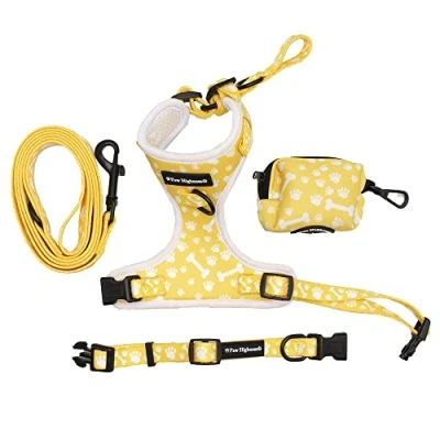 Image of Paw Highness Dog Walking Harness, Collar, Leash &amp; Poo Bag Holder Set in and Bone Large