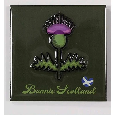 Image of Scotland Scottish PU Fridge Magnet Lion Rampant Tartan 3D Epoxy Thistle Edinburgh (Bonnie Thistle)