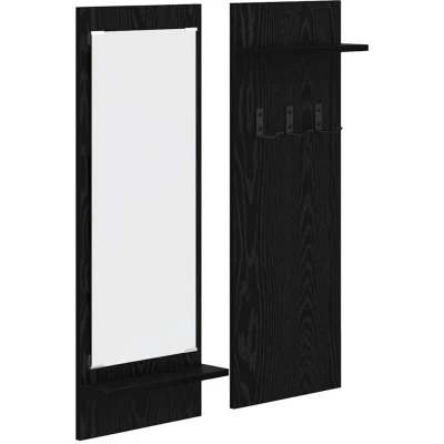 Image of Wall mounted Coat Rack with Shelf Storage Mirror Black oak Engineered wood Vidaxl