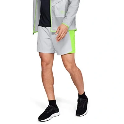 Image of Under Armour Men Qualifier Speedpocket 7&#039;&#039; Short Halo Gray/Lime Light/Reflective (014), Large
