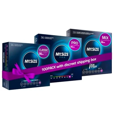 Image of MY.SIZE 100 Condoms 69 mm Megaset Classic+Mix+Pro I Size 1 Economical piece Packet Extra Thin Premium Very Sensitive Wall
