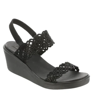 Image of Skechers Women&#039;s Rumble on Sassy DayZ Wedge Sandal, Black/Black, 7 UK