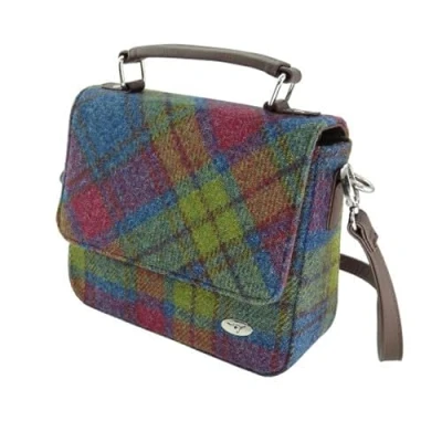 Image of Harris Tweed &#039;Thurso&#039; Square Bag Made in Scotland, Multi Colour Tartan