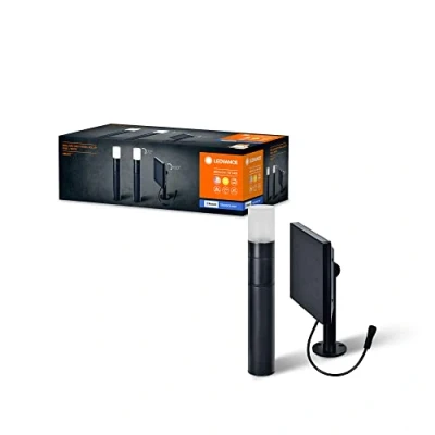 Image of LEDVANCE Smart+ Garden Bluetooth Solar Spotlight &amp; Path Light, Warm White Light (3000K), can be Used Without Power, up to 6.5 Hours at 100% IP44 Protection, Black