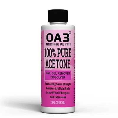 Image of Pure Acetone Acrylic, Nail Polish, Tip, Remover for UV/LED Gel Soak Off (250ML)