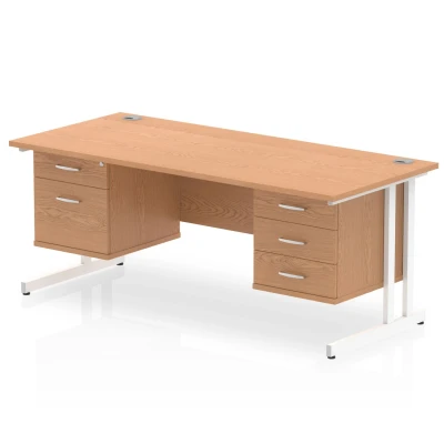 Image of Impulse 1600 Rectangle White Cant Leg Desk Oak 1 x 2 MI002695