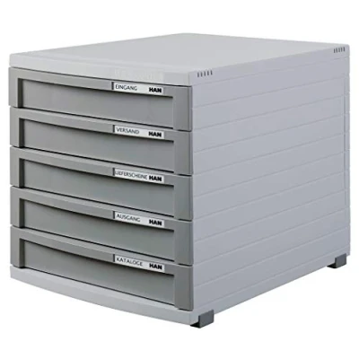 Image of HAN 1505 19, CONTUR drawer set. Modern organisational system, expandable, premium quality for a highly professional organisation with 5 closed drawers, light grey dark