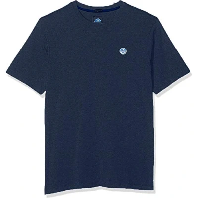 Image of NORTH SAILS Men&#039;s T Shirt 100% Cotton Short Sleeve Crew Neck with Logo Patch Blue XL