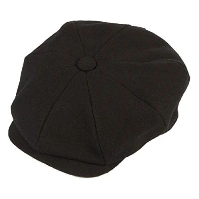 Image of Christys Hats Baker Boy Cap Melton Wool Black Medium