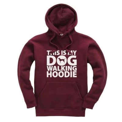 Image of Taylor Brown This is my dog walking Hoodie cute fun trending puppy Jumper Unisex Funny Adults Maroon
