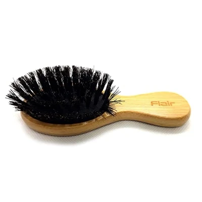Image of Flair Brush 100% Pure Small Boar Bristle Soft Hair Mini Bamboo Handle