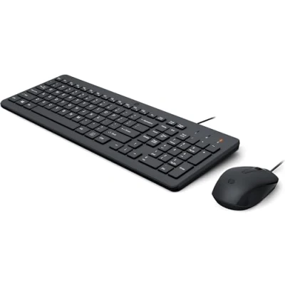 Image of HP 150 Wired Mouse and Keyboard Combo. 1600 DPI, Ergonomically Designed Quiet Performance, F12 Functions, LED Indicators, USB A Connection