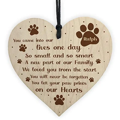 Image of RED OCEAN PERSONALISED Memorial Gift For Dog Cat Pet Sign Keepsake Family Wood Heart