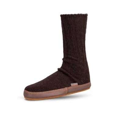 Image of Acorn Unisex Slipper Socks, Flexible Cloud Cushion Footbed with a Suede Sole, Mid Calf Length, Raisin, 9/10 UK