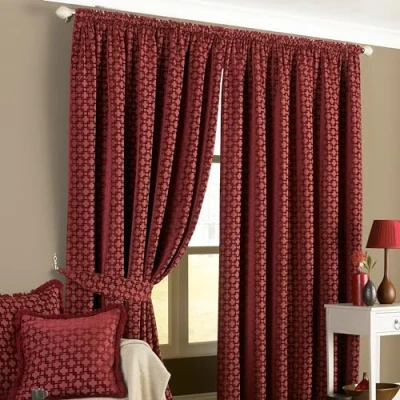 Image of Paoletti Belmont Geometric Jacquard Pencil Pleat Curtains