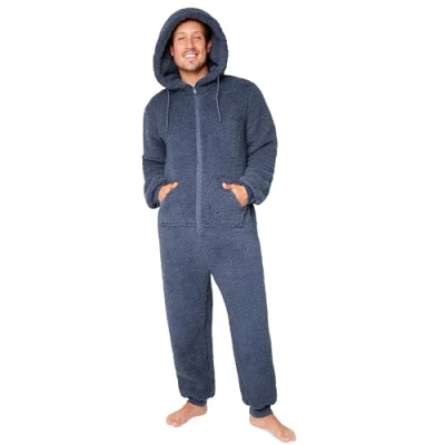 Image of CityComfort Adult Onesie for Men Teenagers Cosy Nightwear Hooded Fluffy Fleece Onesies M 3XL Lounge Wear Gifts Him (Charcoal, XL)