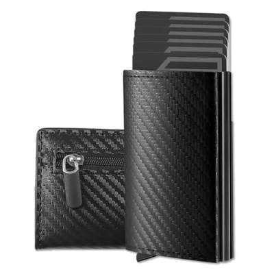 Image of Qullmartle Black Credit Card Holder Wallet, Blocking with Gift Box, Contactless Protector Wallet,Credit Case Protector,Card Men Money Clip