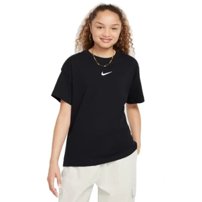 Image of NIKE Girls&#039; G NSW TEE BOY ESSNTL LBR T Shirt, Black, 164 170