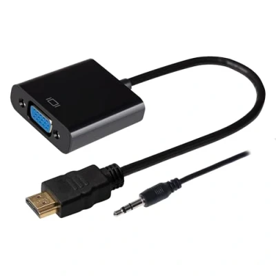 Image of Maplin HDMI to VGA Female Adapter with 3.5mm Audio Jack, 1080p Support, Compatible PCs, Laptops, Ultrabooks, Chromebooks, Raspberry Pi, Roku, PS3, Xbox, and More
