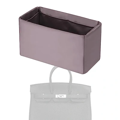 Image of XYJG Silk Bag Organiser Insert Fits Hermes Birkin, Luxury Handbag &amp;Tote Shaper (BK25, Konjac Purple)