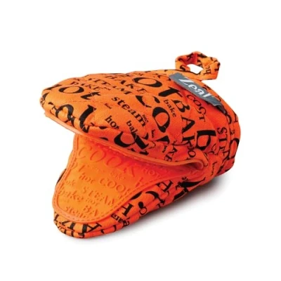 Image of Zeal Silicone Pot Holder Mini Oven Mitt for Air Fryer with Hot Print Design and Comfortable Quilted Cotton Inner Heat Water Resistant, Neon Orange