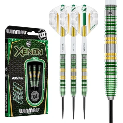 Image of WINMAU Darts Xenon 25g 90% Professional Tungsten Steel Tip Set with Dart Flights and Shafts (Stems)