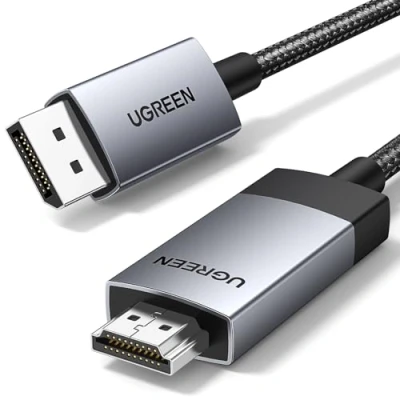 Image of UGREEN 4K@60Hz DisplayPort to HDMI Cable Uni Directional DP 1.2 2.0 Cord HDR Active Aluminum Braided Converter for Multi Screen Compatible with Monitor, Projector, Dell (2M)