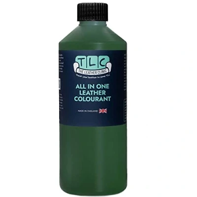Image of The Leather Clinic All in One Colourant Self Seal Dye Repair Paint Recolour Furniture, Sofas, Car Seats (Dark Green, 500ml)