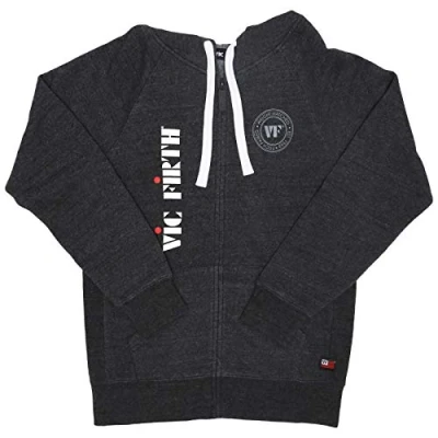 Image of Vic Firth Logo Charcoal Grey Zip Up Hoodie Size S