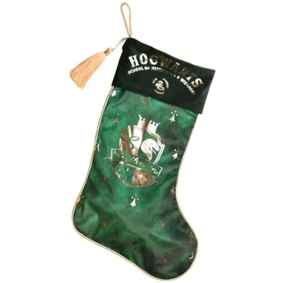 Image of Widdop Harry Potter Slytherin Alumni Christmas Stocking For Presents 55cm Xmas Gifts Hanging Kids Gift Green