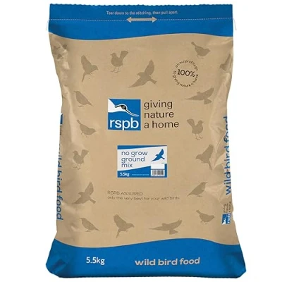 Image of RSPB No Grow Bird Seed Mix for Wild Birds, Nutritious Food Small Birds with Sunflower Hearts and Rolled Oats, Made in the UK, Suitable Year Round Feeding (5.5kg)