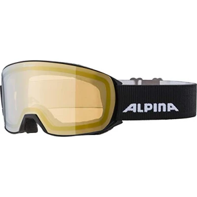 Image of ALPINA Unisex Adult, NAKISKA Q LITE ski goggles, black, One Size