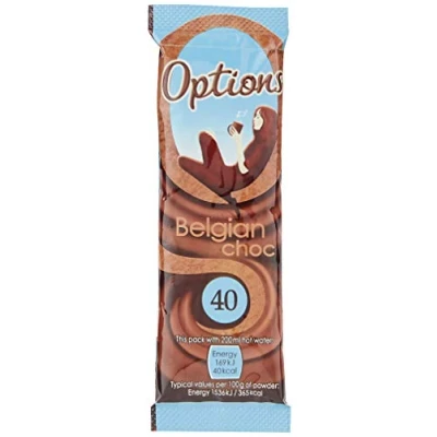 Image of Options Belgian Chocolate 11g sachets. Box quantity: 100