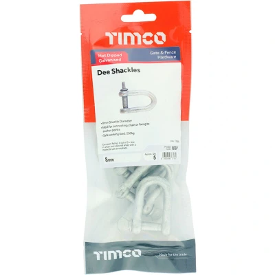 Image of 3x TIMCO Dee Shackles Hot Dipped Galvanised 8DSP Pack of 5