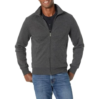 Image of Amazon Essentials Men&#039;s Full Zip Fleece Mock Neck Sweatshirt, Charcoal Heather, XL