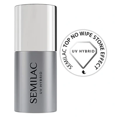 Image of Semilac Top Coat No Wipe Stone Effect UV Gel Polish, Salon Quality Manicure Effective Long Lasting Polish Crack Resistant Easy to Apply, 7ml