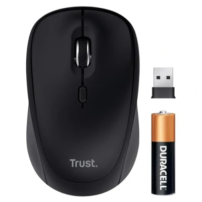 Image of Trust Yuki Silent Wireless Mouse Bluetooth + 2.4GHz, Battery Included, for Left and Right Hand Users, 75% Recycled Materials, Quiet Compact Multidevice Laptop PC iOS Mac Android