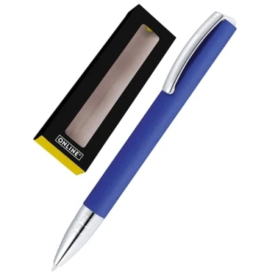 Image of Ballpen Vision Blue from ONLINE pen with clear design matt brushed aluminum international king size refill refillable writing colour black in gift box