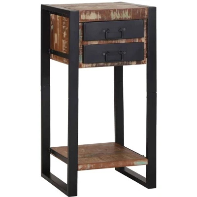 Image of vidaXL Telephone Stand Multicolour 40x40x80 cm Solid Wood Reclaimed