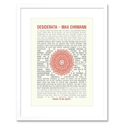 Image of Wee Blue Coo Quote Desiderata Mandala Ehrmann Typography Framed Wall Art Print