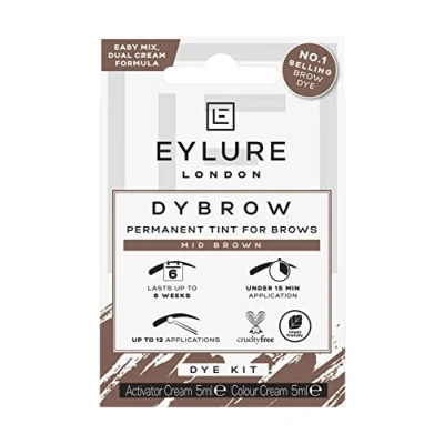 Image of Eylure Dybrow Permanent Tint for Brows Dye Kit Mid Brown
