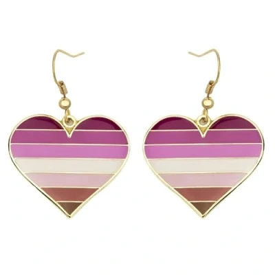 Image of Lesbian Heart Shape Pride Dangle Earing Gay &amp; LGBT Gifts Rainbow Jewelry