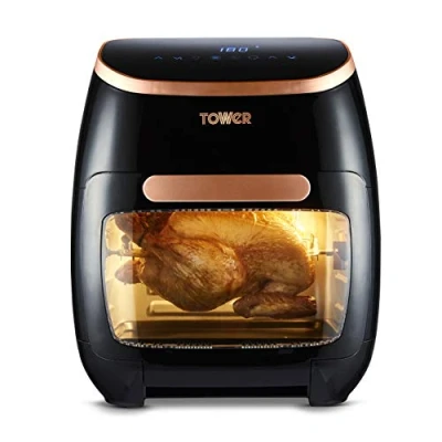 Image of Tower T17039RGB Xpress Pro 5 in 1 Digital Air Fryer Oven with Rapid Circulation, 60 Minute Timer, 11L, 2000W, Black &amp; Rose Gold