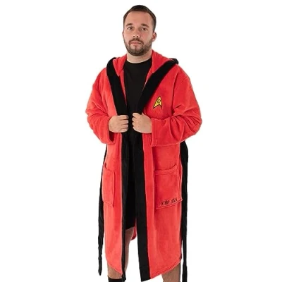 Image of Star Trek Captain Montgomery Red Men&#039;s Dressing Gown Embrace Galactic Luxury in Style