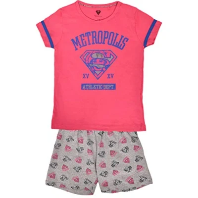 Image of True Face Girls Pyjama Set Nightwear Short Sleeve Top Shorts Pjs Bottoms Girly Pink 6 8 Years
