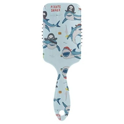 Image of Linomo Hair Brush Cute Shark Air Cushion Massage Comb for Women Kids, Nylon Wet Dry Curly