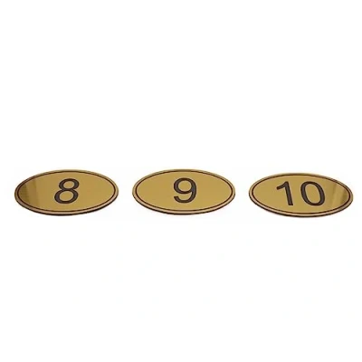 Image of NanTun ABS Engraved 90mm x 55mm Oval Table Numbers (1 20) Pubs Restaurants Clubs Golden 1 to 20